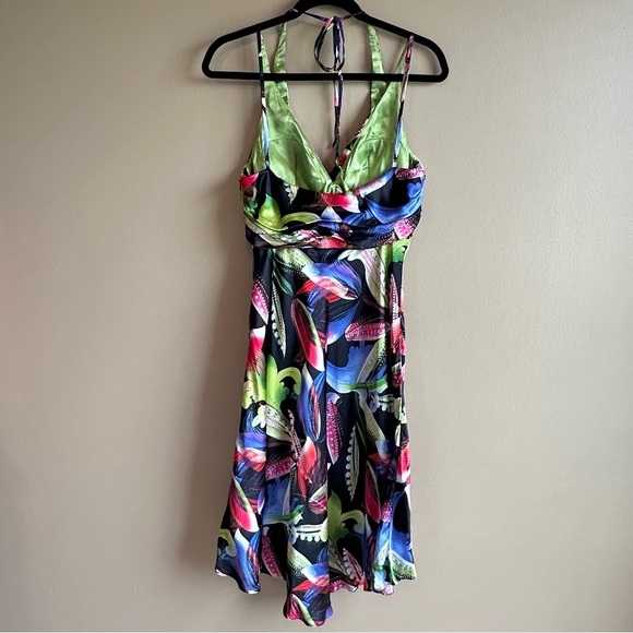VTG Cache Womens Dress Floral Halter 100% Silk Y2K Party Bright Colorful Size 10 - Picture 7 of 16